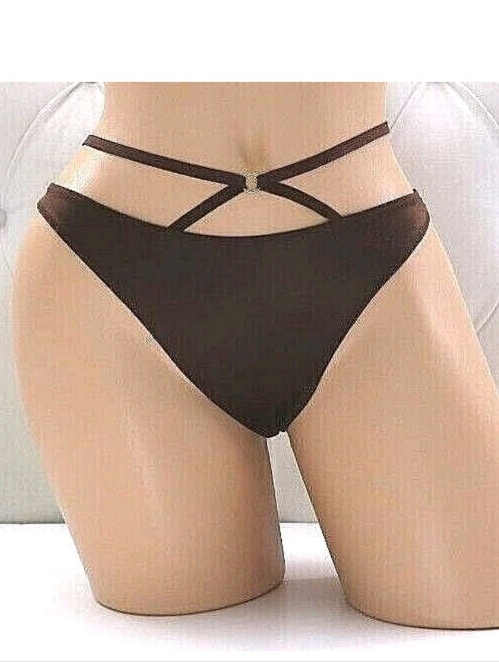 Victoria's secret very sexy so obsessed strappy thong panty BROWN XLARGE